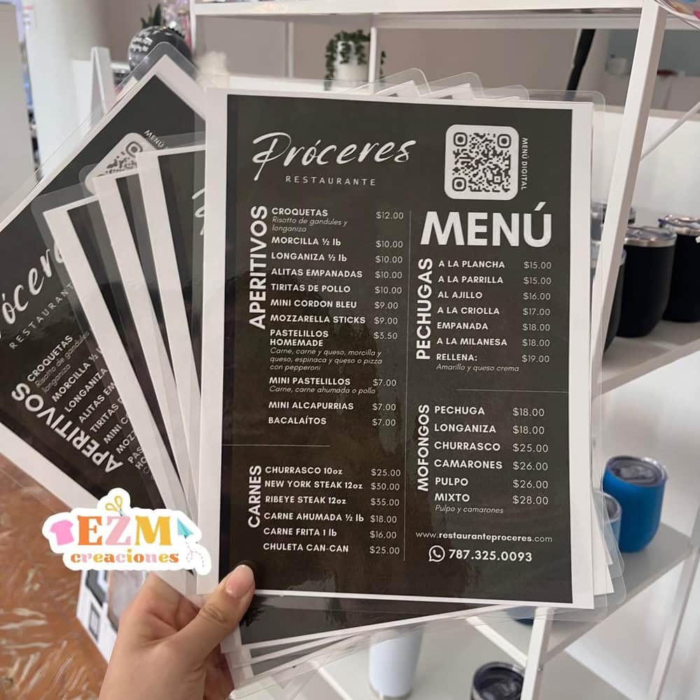 Menú Laminado